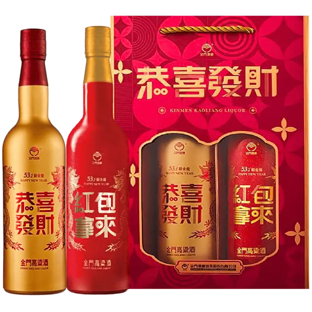 金門高粱酒53.2度禮盒(緞金龍-2024恭喜發財)